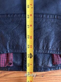 Ralph Lauren RUGBY black leather cowhide jacket size S worn RARE