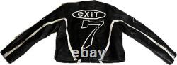 Rare #7 exiT Custom Black Leather Motorcycle Jacket Size Small/Med Vintage