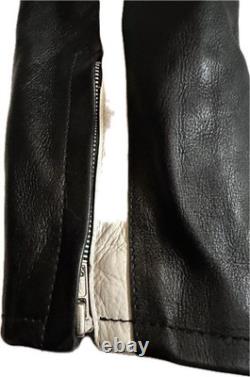 Rare #7 exiT Custom Black Leather Motorcycle Jacket Size Small/Med Vintage