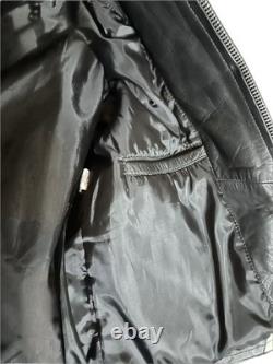 Rare #7 exiT Custom Black Leather Motorcycle Jacket Size Small/Med Vintage