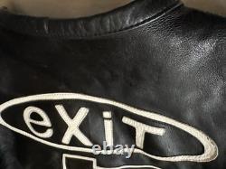 Rare #7 exiT Custom Black Leather Motorcycle Jacket Size Small/Med Vintage