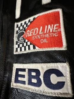 Rare #7 exiT Custom Black Leather Motorcycle Jacket Size Small/Med Vintage