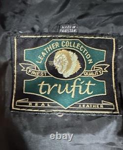 Rare #7 exiT Custom Black Leather Motorcycle Jacket Size Small/Med Vintage