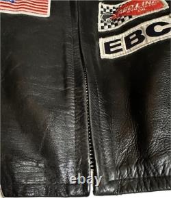 Rare #7 exiT Custom Black Leather Motorcycle Jacket Size Small/Med Vintage