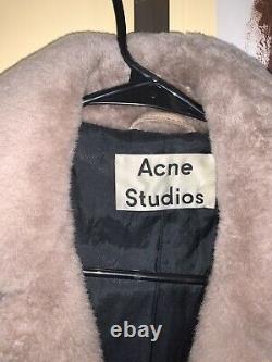 Rare Acne Studios Merlyn Shearling Moto Jacket In Ecru 34 Size