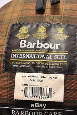 Rare Barbour A11 International Wax Cotton Brown Motorcycle Jacket 40 & Belt Fx42
