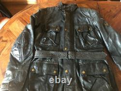 Rare Belstaff Centaur Panther Size 46 Leather Darkbrown Jacket Gold