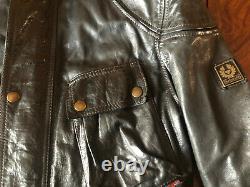 Rare Belstaff Centaur Panther Size 46 Leather Darkbrown Jacket Gold