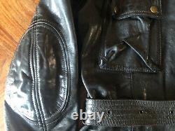 Rare Belstaff Centaur Panther Size 46 Leather Darkbrown Jacket Gold