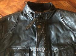 Rare Belstaff Centaur Panther Size 46 Leather Darkbrown Jacket Gold