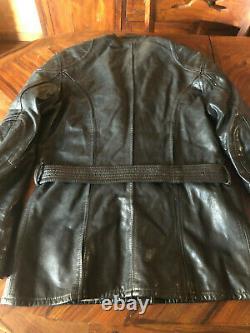 Rare Belstaff Centaur Panther Size 46 Leather Darkbrown Jacket Gold