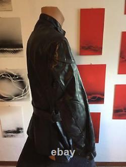 Rare Belstaff Panther Leather Jacket Italian Size L XL Black