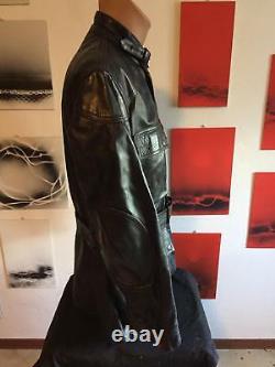 Rare Belstaff Panther Leather Jacket Italian Size L XL Black
