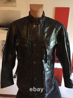 Rare Belstaff Panther Leather Jacket Italian Size L XL Black