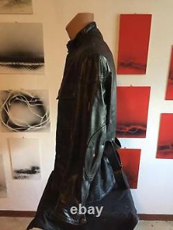 Rare Belstaff Panther Leather Jacket Italian Size L XL Black