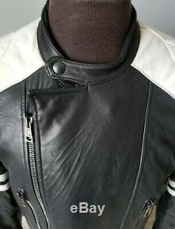 Rare Black White Polo Ralph Lauren Motorcycle Lamb Skin Soft Leather Jacket XL
