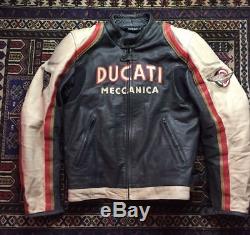 Rare Ducati Meccanica Leather Motorcycle Jacket Mens Size 54 Racing Vintage