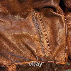 Rare Fz Merchandise Brown Leather Bomber Biker Jacket Discontinued