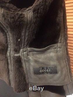 Rare Gucci Runway Leather Shearling Hooded Lambswool Jacket Xs S It38