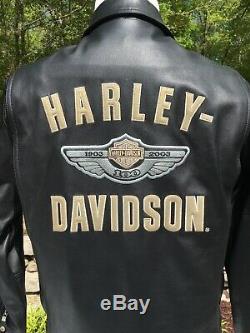Rare Harley Davidson 100th Anniversary Leather Jacket Mens Medium Black
