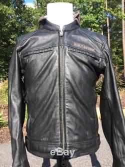 Rare Harley Davidson EXCURSION Black Leather Jacket Men's Medium Bar Shield