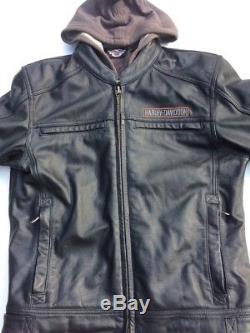 Rare Harley Davidson EXCURSION Black Leather Jacket Men's Medium Bar Shield