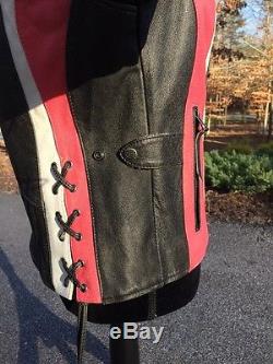 Rare Harley Davidson Ridgeway Leather Jacket Women's Small Pink Bar Shield