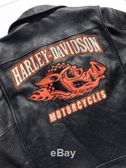 Rare Harley Davidson Road Hog Black Leather Jacket Men's XL