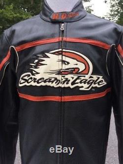 Rare Harley Davidson Screamin Eagle Raceway Leather Jacket Men's Large Racing