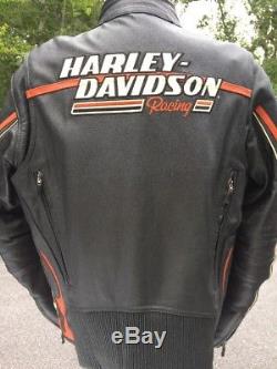 Rare Harley Davidson Screamin Eagle Raceway Leather Jacket Men's XL Armored