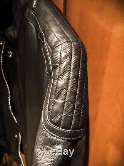 Rare Louis Vuitton Mens Biker Leather Jacket Black 52