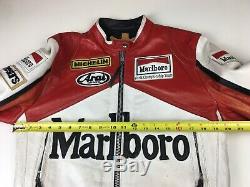 Rare Marlboro Man Formula Racing McQueen Leather Jacket Indian Motorcycle Sz40