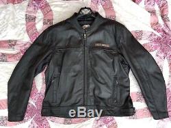 Rare Mens Harley Davidson 3 in 1 Black Leather Jacket with Vest Hoodie Sz. 2XL