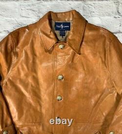 Rare Polo Ralph Lauren M/L 1990s USA Made RRL Tan Leather Jacket