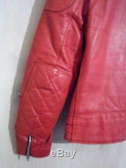 Rare Red Lewis Leathers Super Monza Leather Motorcycle Jacket Size 38