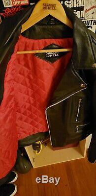 Rare Straight To Hell Defector Leather Motorcycle Jacket Size 44 Tall