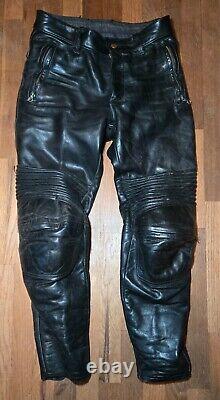 Rare VTG VANSON Leather Motorcycle Armored Black JACKET size 42 & PANTS size 32