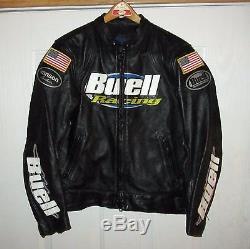 Rare Vanson Buell Motorcycle Racing Firebolt Leather Jacket Size L