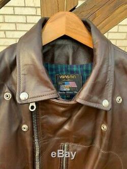 Rare Vanson horsehide leather jacket 40 42 motorcycle biker perfecto riding USA