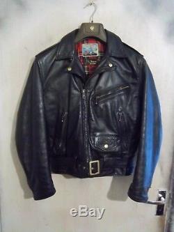 Rare Vintage 1980's Aero Steerhide Biker Leather Motorcycle Jacket Size 42