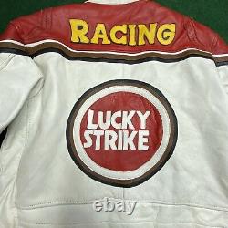 Rare Vintage 90s Lucky Strike Leather Motorcycle Jacket Size 58 Miline Racing