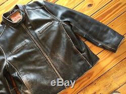 Rare Vintage Mens Levi Strauss & Co. Leather Cafe Racer Moto Jacket Sz. Lg