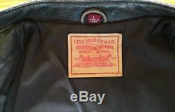 Rare Vintage Mens Levi Strauss & Co. Leather Cafe Racer Moto Jacket Sz. Lg