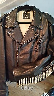 Rare, Vintage Moschino Heavy Leather Woman's Biker Jacket