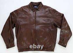 Rare Vintage POLO RALPH LAUREN Plaid Lined Genuine Leather Jacket 90s Brown SZ L