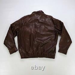 Rare Vintage POLO RALPH LAUREN Plaid Lined Genuine Leather Jacket 90s Brown SZ L