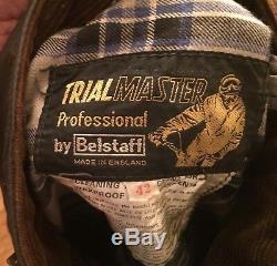 Rare Vtg Belstaff Trialmaster 100% Waxed Cotton Slant Pocket Belted Jacket 42
