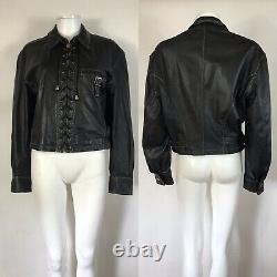 Rare Vtg Jean Paul Gaultier Junior Black Leather Jacket 48 M