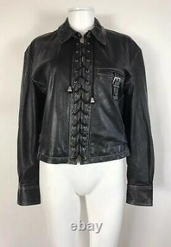 Rare Vtg Jean Paul Gaultier Junior Black Leather Jacket 48 M