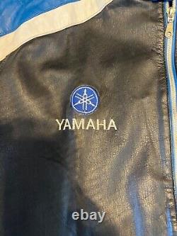 Rare Yamaha Racing Sports Leather Jacket Size XL Vintage Motorcycle Blue/withBlk